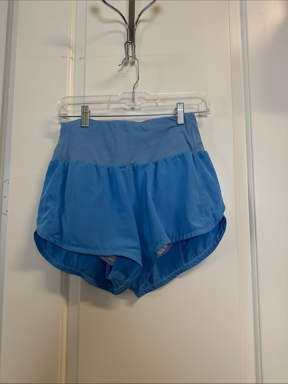 Women’s Light Blue Athletic Shorts with High Waist